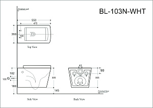 Унитаз подвесной Aquanet Rimless Tavr-W BL-103N-WHT с крышкой микролифт, безободковый купить в интернет-магазине Sanbest