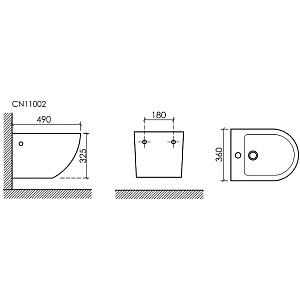 Биде Ceramica Nova Uno CN11002MB черное матовое купить в интернет-магазине Sanbest