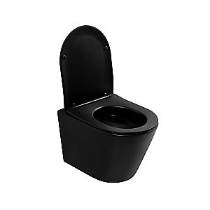 Унитаз подвесной Abber Bequem AC1102TMB черный матовый, с крышкой микролифт, безободковый, слив-торнадо купить в интернет-магазине Sanbest