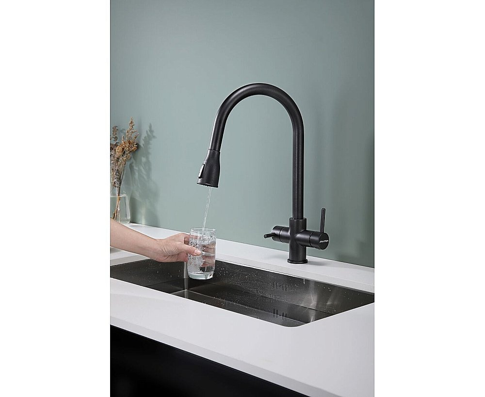Смеситель для кухни Paulmark Lange La214212-BLM черный  купить в интернет-магазине сантехники Sanbest