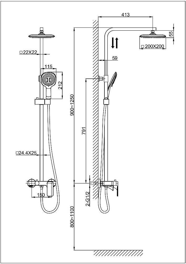 Душевая система D&K Berlin Technische DA1433715A02 купить в интернет-магазине сантехники Sanbest
