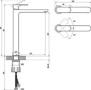 Смеситель для раковины Ravak Eleganta X070291 черный матовый купить в интернет-магазине сантехники Sanbest