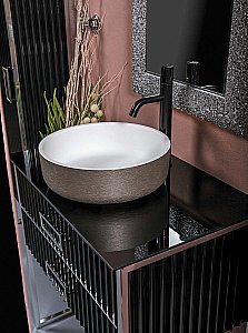 Тумба с раковиной Armadi Art Monaco 100 со столешницей черный с хромом для ванной в интернет-магазине Sanbest