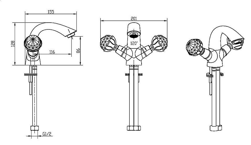 Смеситель для раковины Boheme Brillante Presente 351 купить в интернет-магазине сантехники Sanbest