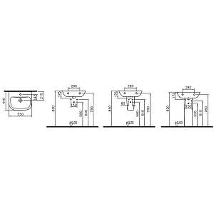 Раковина на пьедестале Vitra S20 55 белая купить в интернет-магазине Sanbest