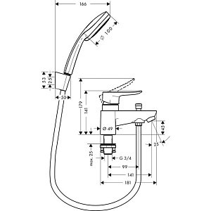 Смеситель для ванны Hansgrohe Metris 31422000 купить в интернет-магазине сантехники Sanbest