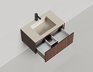 Тумба с раковиной Salini Domino 27D308ON 80 шпон Tabu/Onda Plus гладкий фасад для ванной в интернет-магазине Sanbest