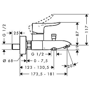 Смеситель для ванны Hansgrohe Metris 31480000 купить в интернет-магазине сантехники Sanbest