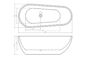 Ванна акриловая CeruttiSpa Mimi 9671 170x80 белая купить в интернет-магазине Sanbest