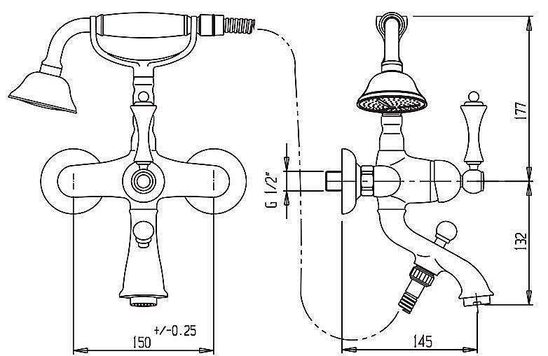 Смеситель для ванны Cezares ATLANTIS-NOSTALGIA-VD-03/24 золото купить в интернет-магазине сантехники Sanbest