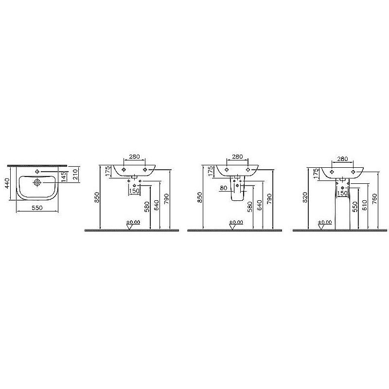 Раковина на пьедестале Vitra S20 55 белая купить в интернет-магазине Sanbest