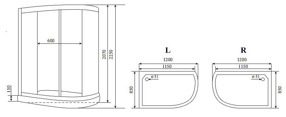 Душевая кабина Timo LUX T 7702 120x85 купить в интернет-магазине Sanbest