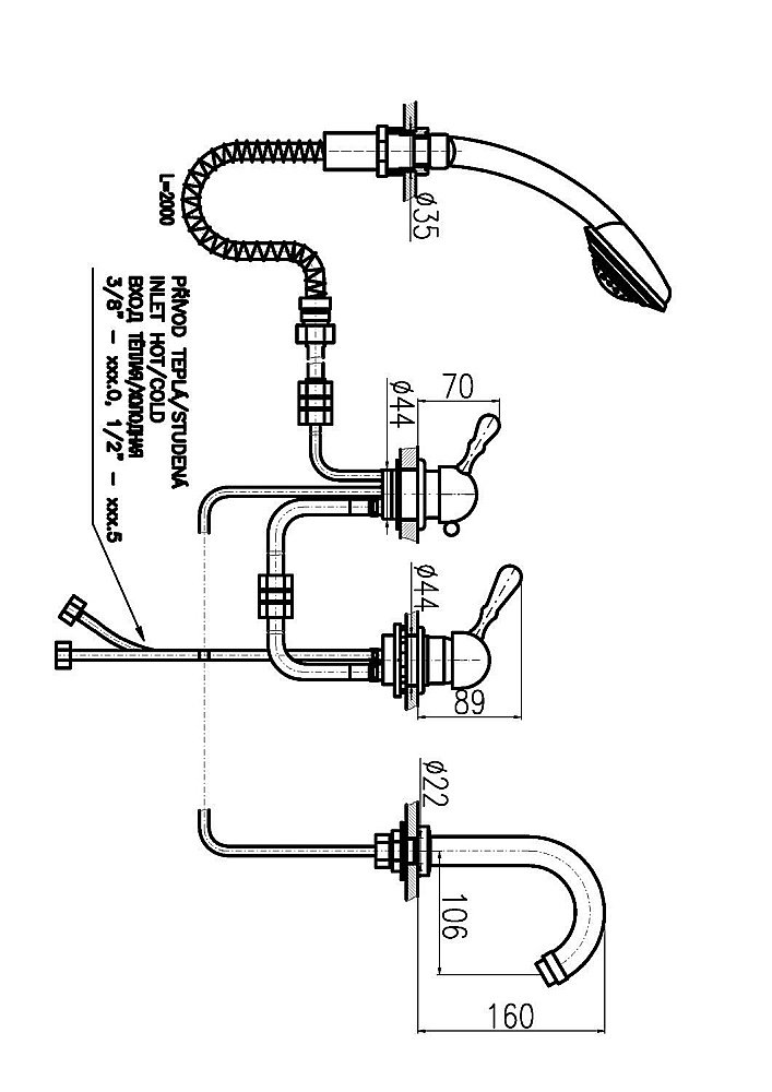 Смеситель на борт ванны RAV-Slezak LABE L062.5PSM купить в интернет-магазине сантехники Sanbest