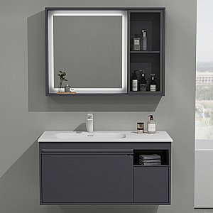 Тумба с раковиной Black&White Universe U910.1000 серый матовый для ванной в интернет-магазине Sanbest