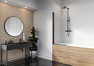 Шторка для ванны Radaway Nes Black PNJ I 50 стекло прозрачное/профиль черный матовый купить в интернет-магазине Sanbest