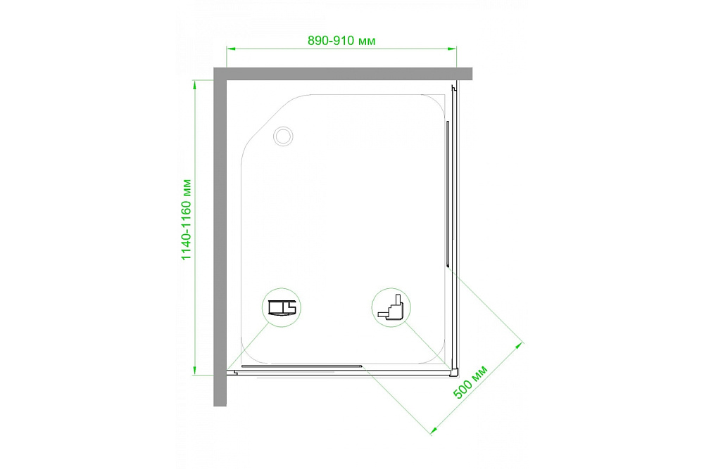 Душевой уголок Royal Bath RB11590HPD-C-BL 90х115 матовый купить в интернет-магазине Sanbest