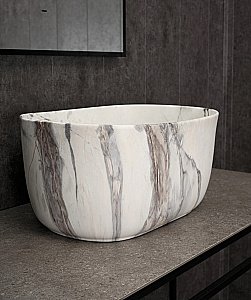 Раковина накладная Gid Creativo 45 Mnc9302 69909 белый мрамор, матовая купить в интернет-магазине Sanbest