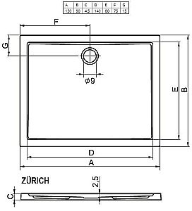 Душевой поддон Riho Zurich 264 150х90 D001002005 белый купить в интернет-магазине Sanbest