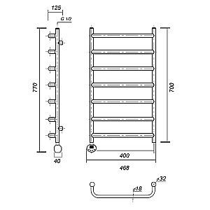 Полотенцесушитель электрический Domoterm Стефано П7 400x700 E хром купить в интернет-магазине сантехники Sanbest
