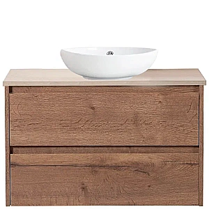 Тумба с раковиной и столешницей BelBagno KRAFT 80 KRAFT80RT-KEPMCO-1077-SET дуб табак для ванной в интернет-магазине Sanbest