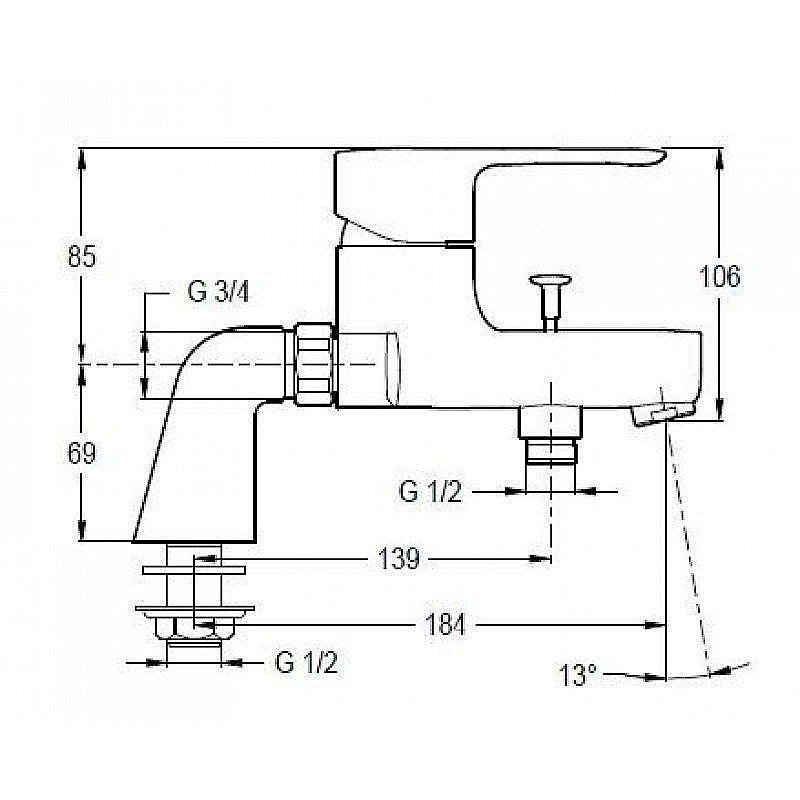Смеситель для ванны Jacob Delafon JULY E16043-4-CP купить в интернет-магазине сантехники Sanbest