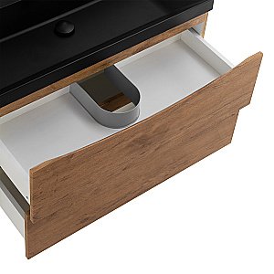 Тумба с раковиной Belbagno MARINO 80 дуб натуральный/черная раковина для ванной в интернет-магазине Sanbest