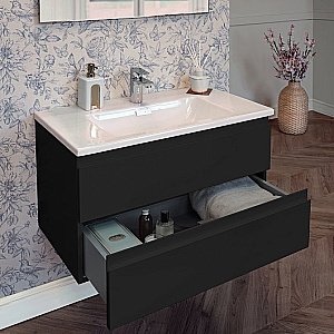 Тумба с раковиной Jacob Delafon MADELEINE 100 черный матовый для ванной в интернет-магазине Sanbest