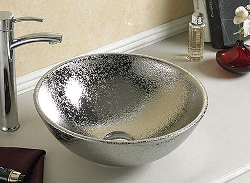 Раковина накладная Ceramalux NC 41 7226SS серебро купить в интернет-магазине Sanbest