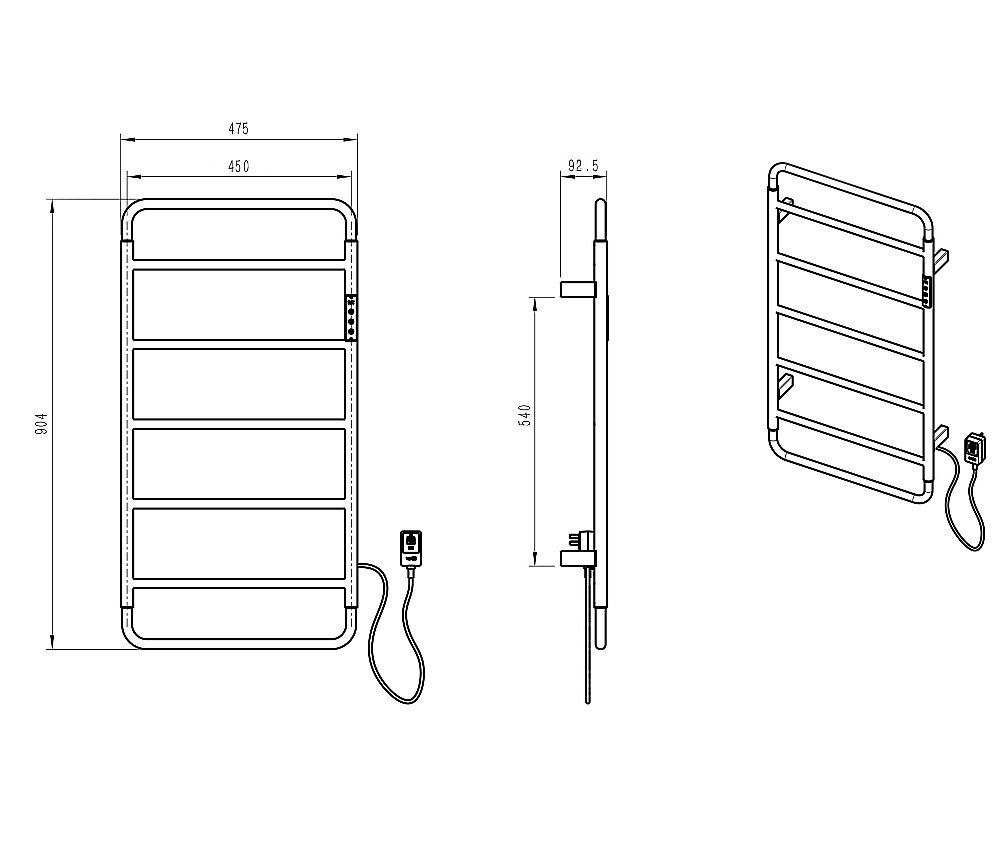 Полотенцесушитель электрический WONZON & WOGHAND WISMAR, Черный (WW-AL202-MB) купить в интернет-магазине сантехники Sanbest