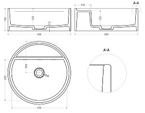 Раковина накладная Salini ARMONIA TOP 02 130127MRH 45 из искусственного камня S-Stone, белая матовая, цвет по RAL снаружи купить в интернет-магазине Sanbest