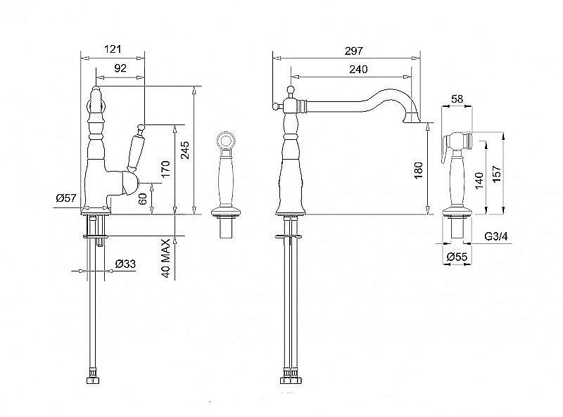Смеситель для кухни Migliore Cucina Oxford 25794 бронза купить в интернет-магазине сантехники Sanbest