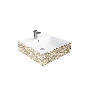 Раковина Creavit Next 50 NX256-CA00 белая, декор золото купить в интернет-магазине Sanbest