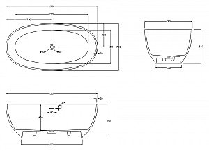 Ванна из искусственного камня ABBER Stein AS9641-1.5 150х78 белая матовая купить в интернет-магазине Sanbest