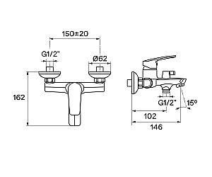 Смеситель для ванны Santek Марион WH5A10006C001 хром купить в интернет-магазине сантехники Sanbest
