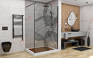 Душевое ограждение AvaCan MB100 профиль черный/стекло прозрачное с рисунком купить в интернет-магазине Sanbest