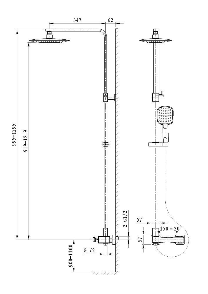 Душевая система WONZON & WOGHAND TRIUMPH WW-564601-CR хром купить в интернет-магазине сантехники Sanbest