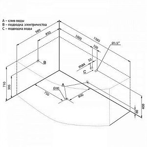 Акриловая ванна Aquanet Capri 160x100 к/с купить в интернет-магазине Sanbest