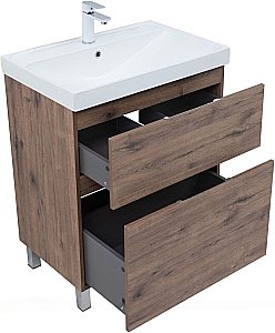 Тумба с раковиной Aquanet Алвита new 70 344128+333267 дуб веллингтон табак для ванной в интернет-магазине Sanbest