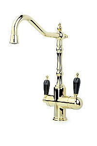 Смеситель для кухни Boheme Tradizionale Oro 112-BLC золото/ручка черная керамика купить в интернет-магазине сантехники Sanbest