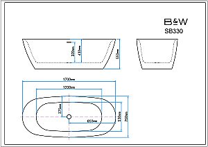 Ванна Black&White Swan 170х75 SB330 Grey серая купить в интернет-магазине Sanbest