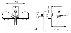 Смеситель для ванны и душа BelBagno NOVA NOV-VASM-IN купить в интернет-магазине сантехники Sanbest