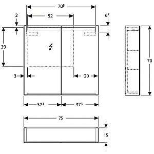 Зеркальный шкаф с подсветкой Geberit Option 500.205.00.1 75 белый купить в интернет-магазине сантехники Sanbest