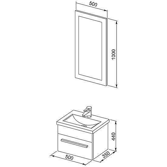 Тумба с раковиной Aquanet Нота 50 лайт для ванной в интернет-магазине Sanbest
