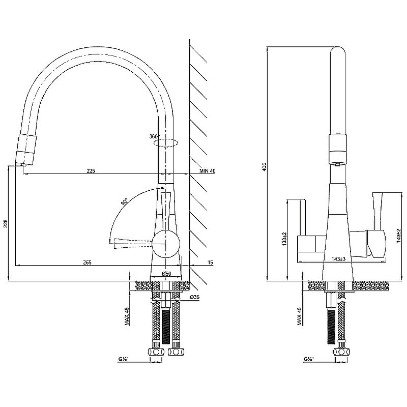 Смеситель для кухни Lemark Comfort LM3075BN-Black хром/черный купить в интернет-магазине сантехники Sanbest