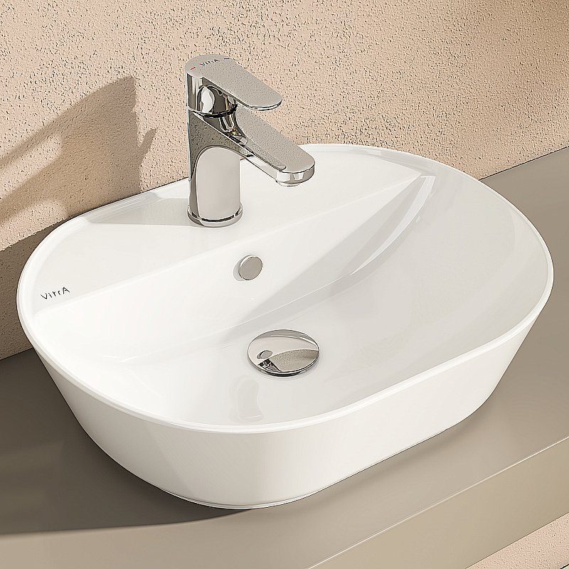 Раковина накладная Vitra Geo 55 7428B003-0001 белая купить в интернет-магазине Sanbest