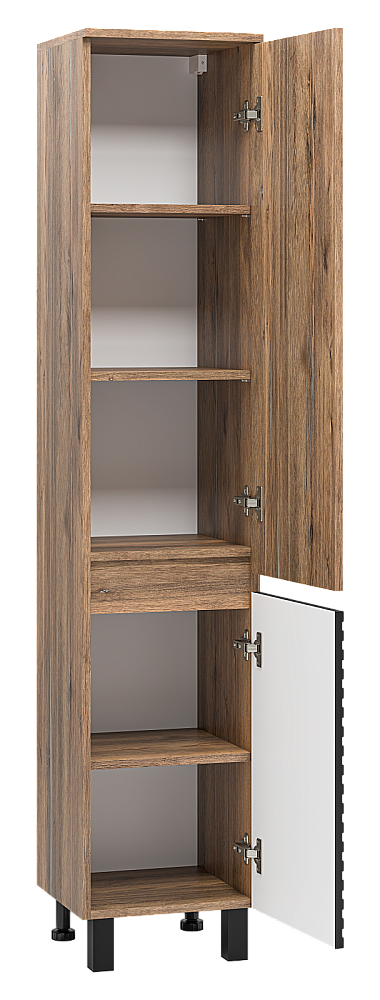 Пенал Brevita Дакота 35 DAK-050350-19/02 черный/темное дерево для ванной в интернет-магазине сантехники Sanbest