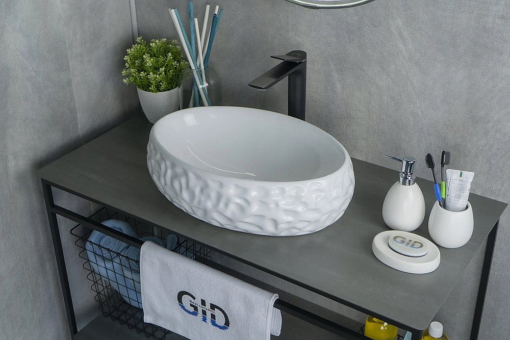 Раковина накладная Gid Lago 48 9030wf 51187 белая купить в интернет-магазине Sanbest