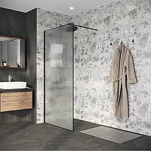 Душевая перегородка Niagara Nova 120 NG-781-12BLACK профиль черный матовый/стекло эффект битого стекла купить в интернет-магазине Sanbest