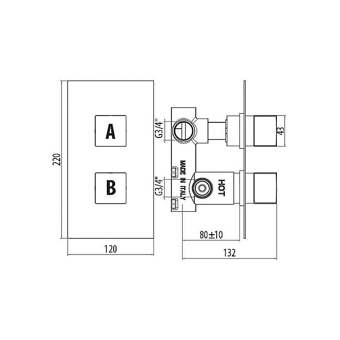 Смеситель для душа Gattoni Termostatici TS991/25С0 купить в интернет-магазине сантехники Sanbest