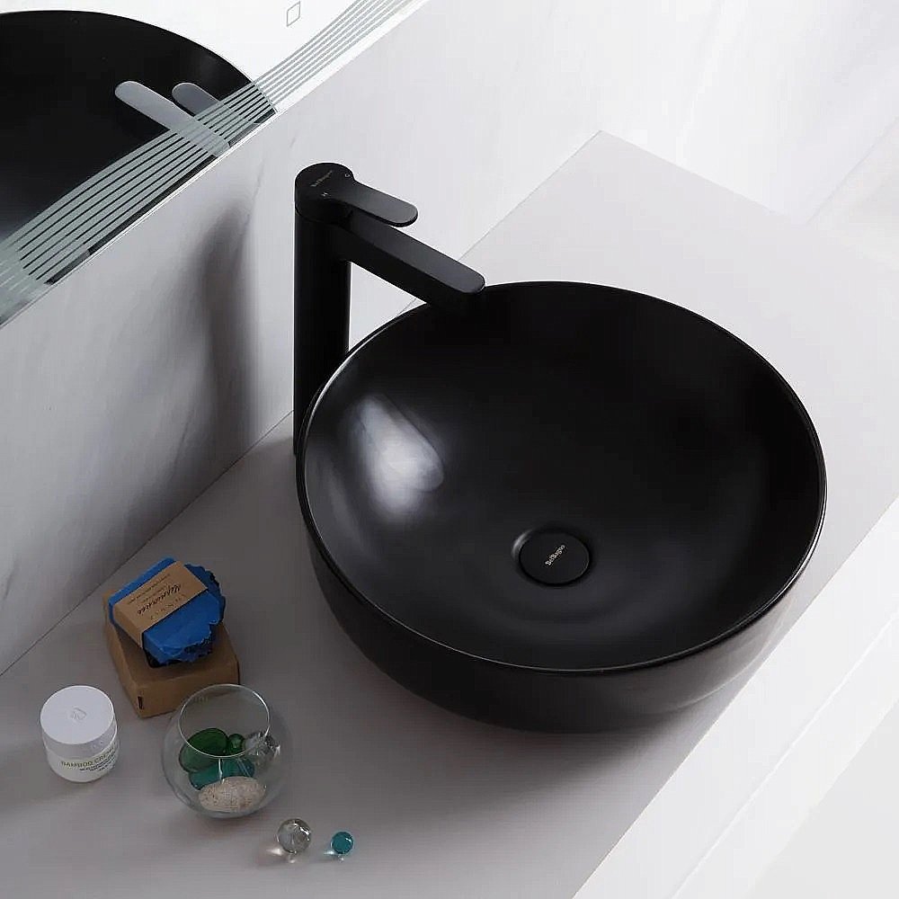 Раковина накладная BelBagno 41 BB1315-H301 черная матовая купить в интернет-магазине Sanbest